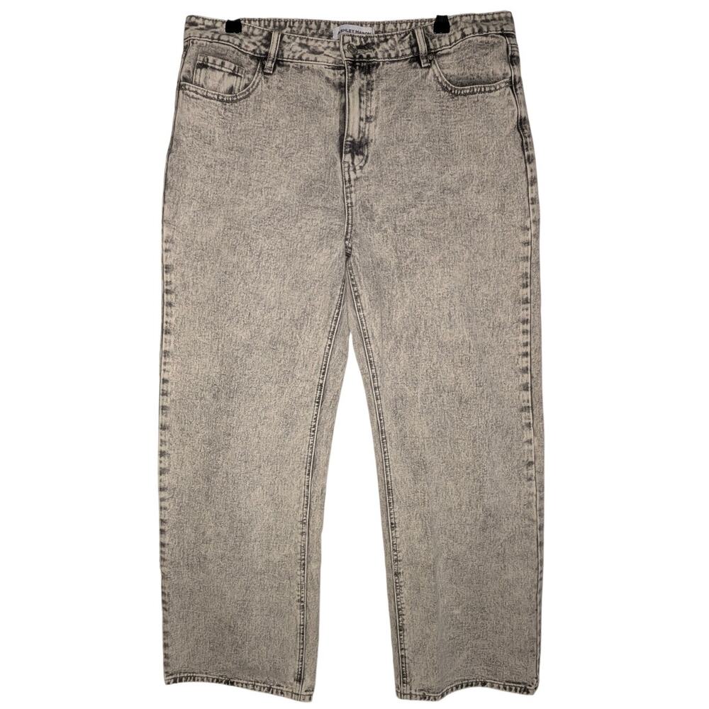 Ashley Mason 13 31 Grey Acid Wash Cotton Bow Pocket Mom Jeans Wide Leg Princess